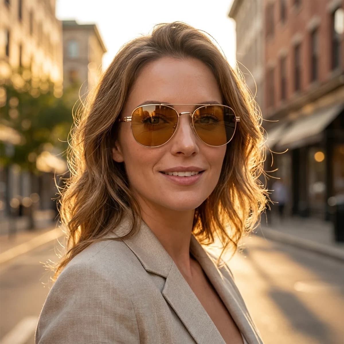 Orion in Gold & Tortoise / Amber, worn