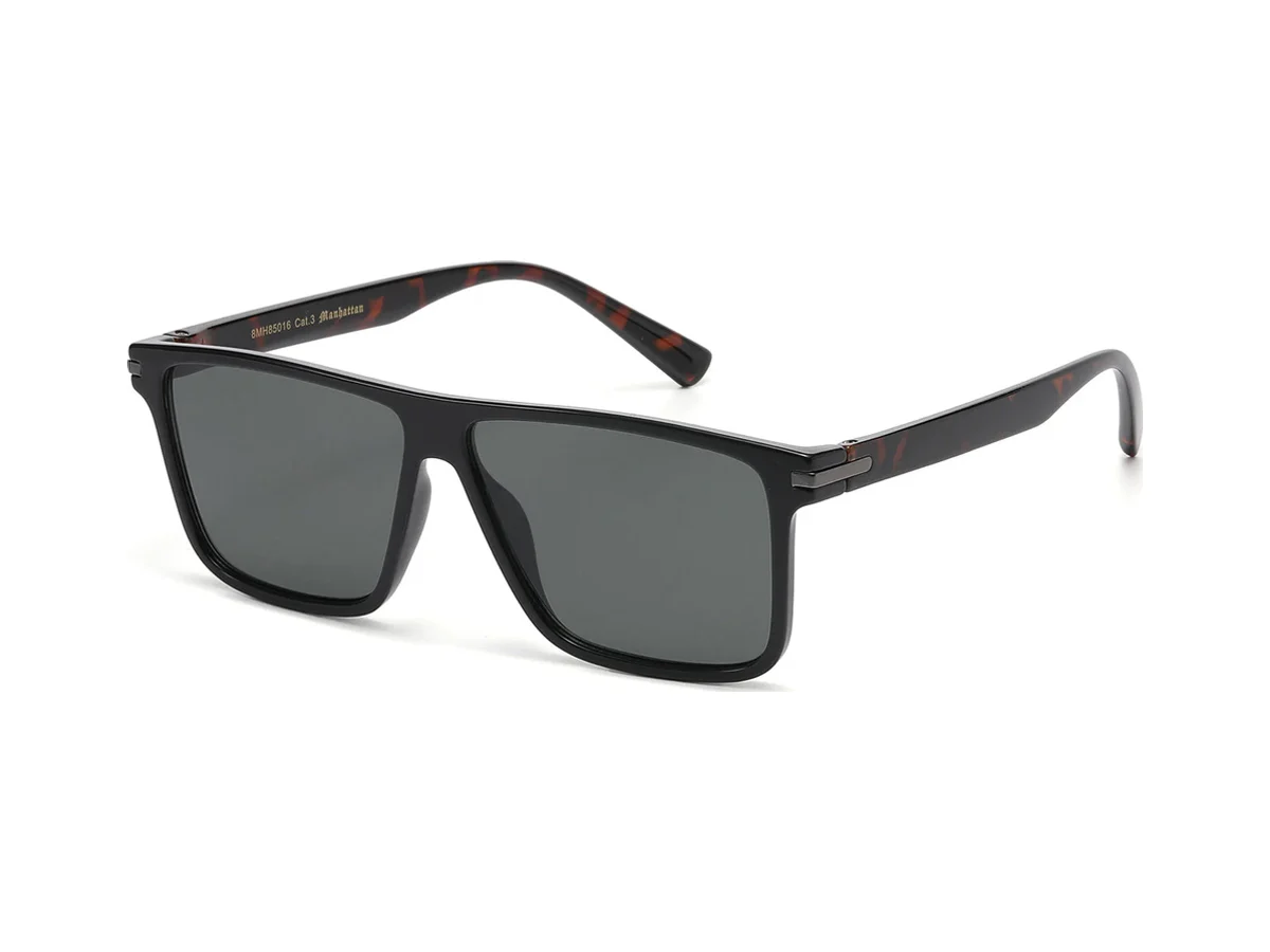 Manhattan Square in Black & Tortoise / Smoke